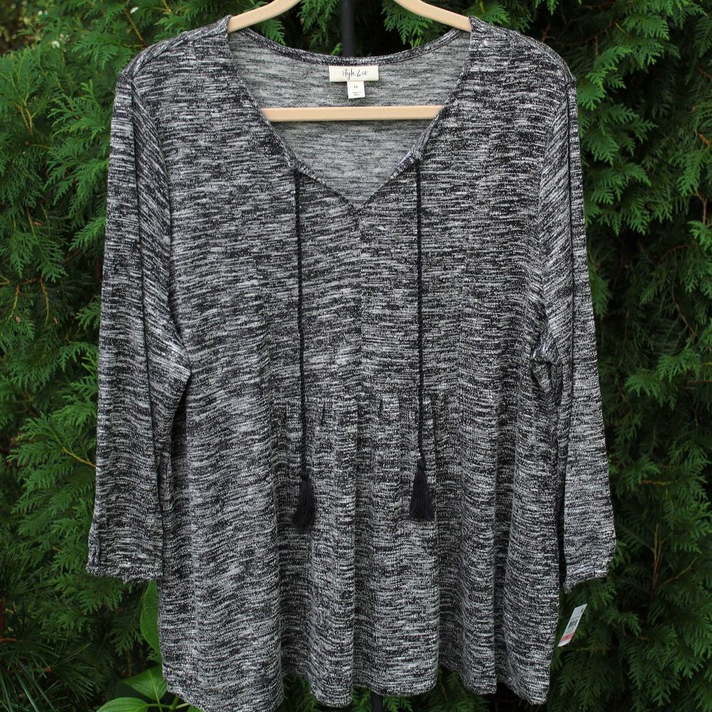 Style & Co Plus Sz-2x Cozy Knit Top With Tassles NWT